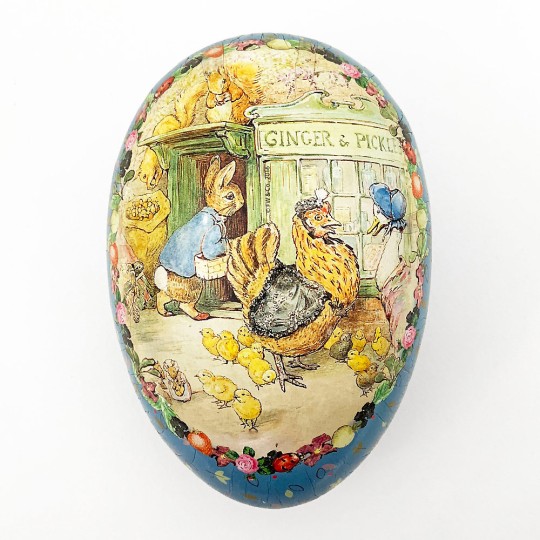 6" Peter Rabbit Ginger and Pickles Papier Mache Easter Egg Container ~ Germany